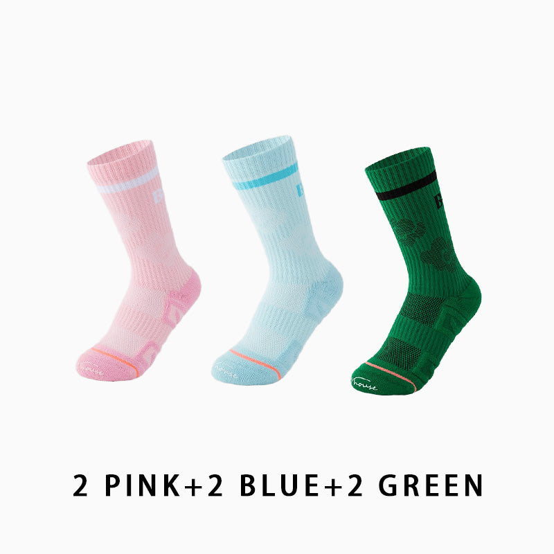 Women Breathable Mid-calf Running Socks(6 pairs）