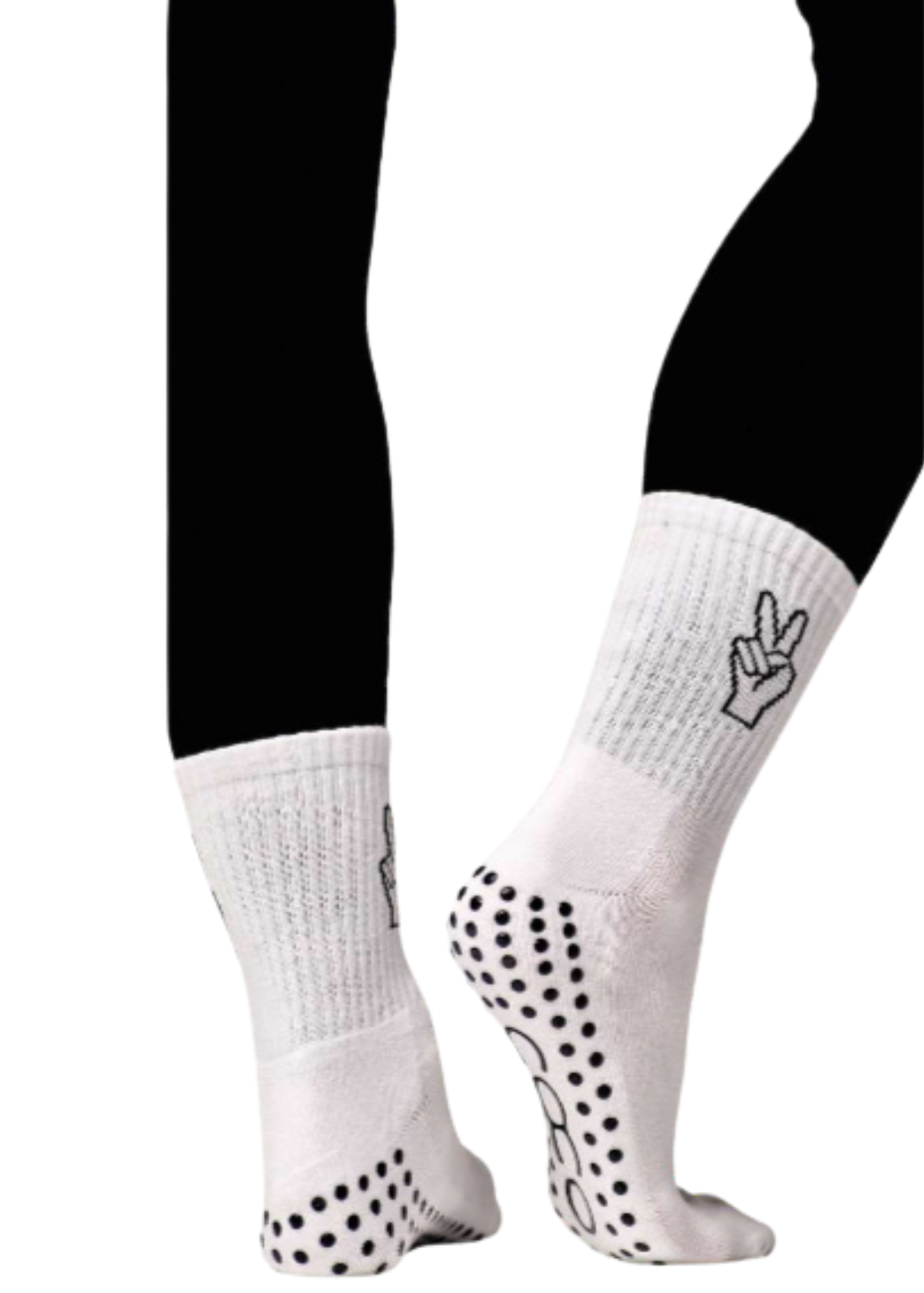 COCO Peace Sign Grip Socks | White & Black