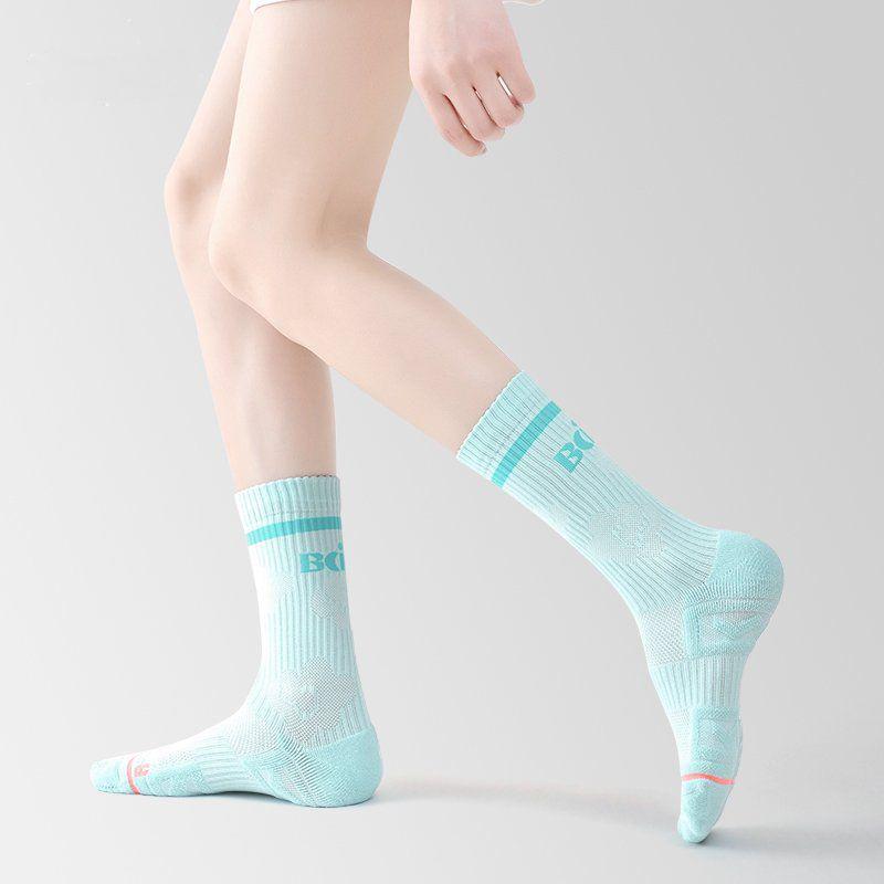 Women Breathable Mid-calf Running Socks(6 pairs）