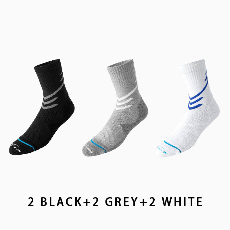 Non-slip Mid-calf Men's Running Socks(6 pairs）