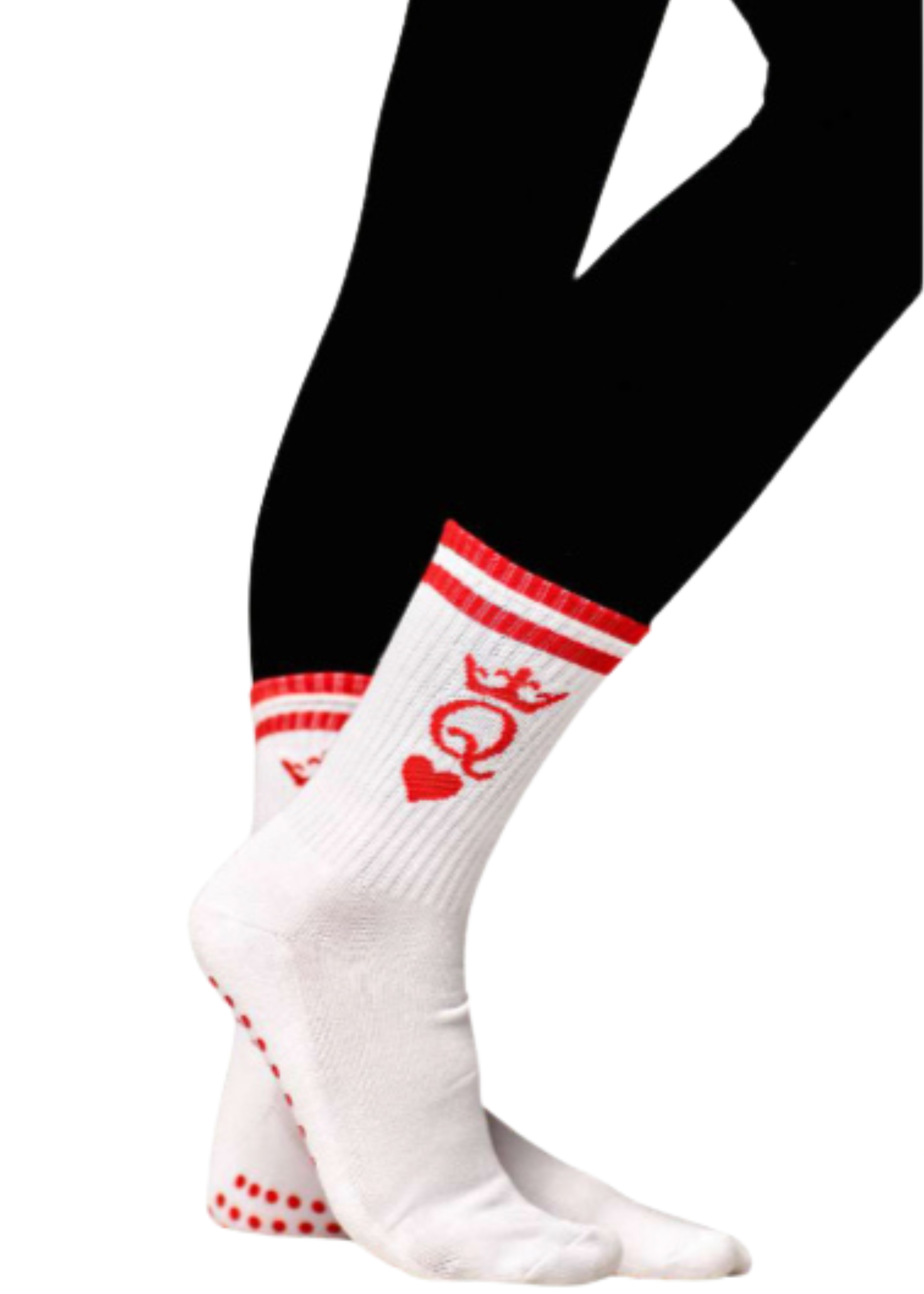 COCO Queen Of Hearts Grip Socks | Red & White