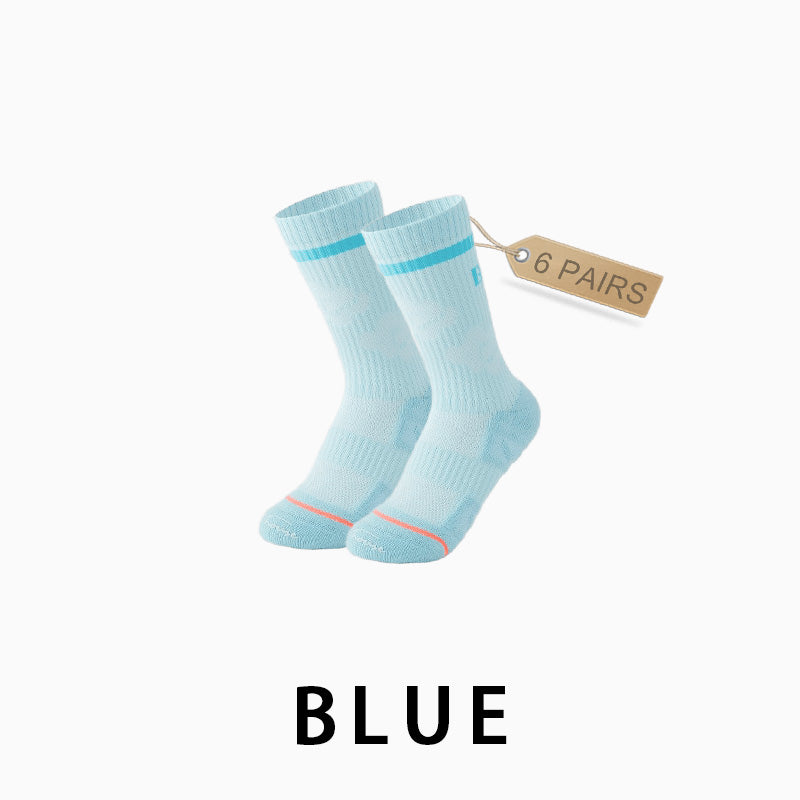 Women Breathable Mid-calf Running Socks(6 pairs）