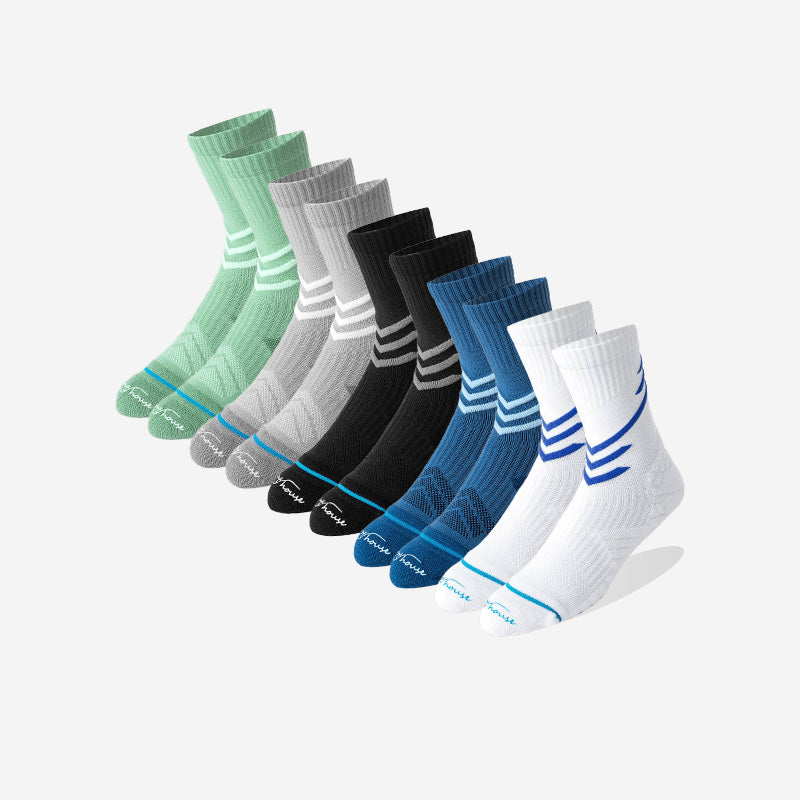 Non-slip Mid-calf Men's Running Socks(6 pairs）