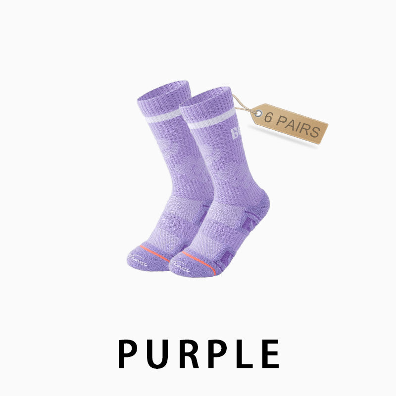 Women Breathable Mid-calf Running Socks(6 pairs）