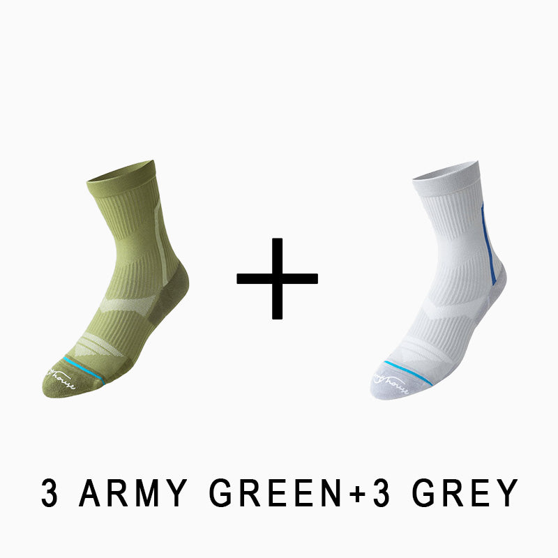 Men's Breathable  Mid-calf Cycling Socks （6 pairs）