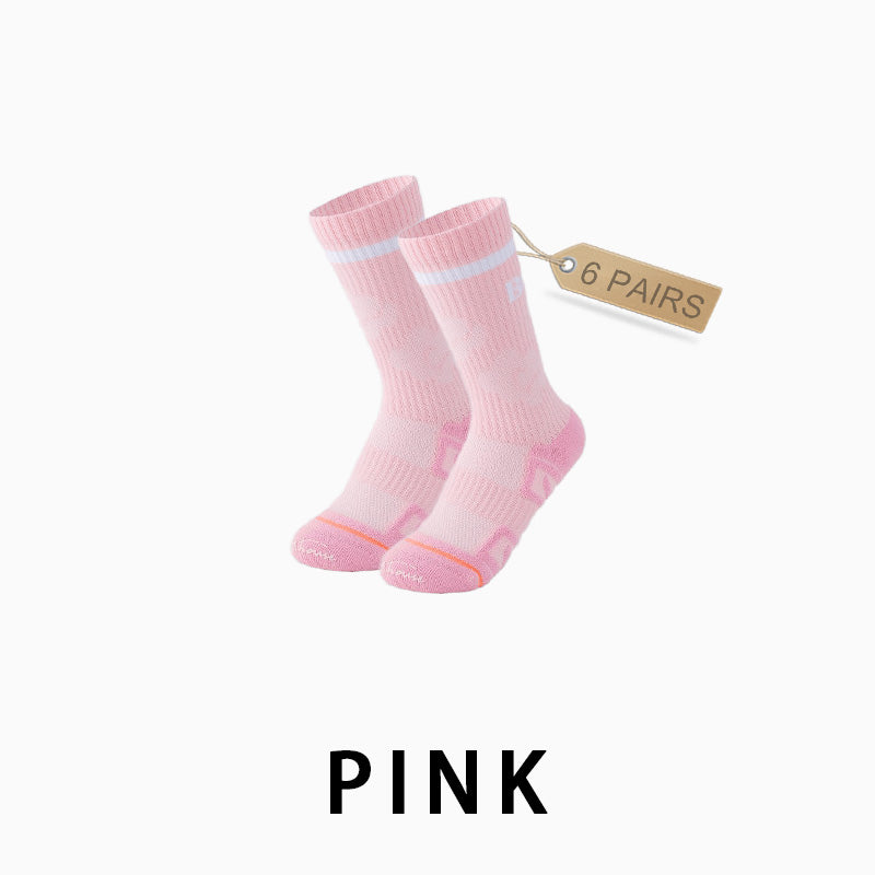 Women Breathable Mid-calf Running Socks(6 pairs）