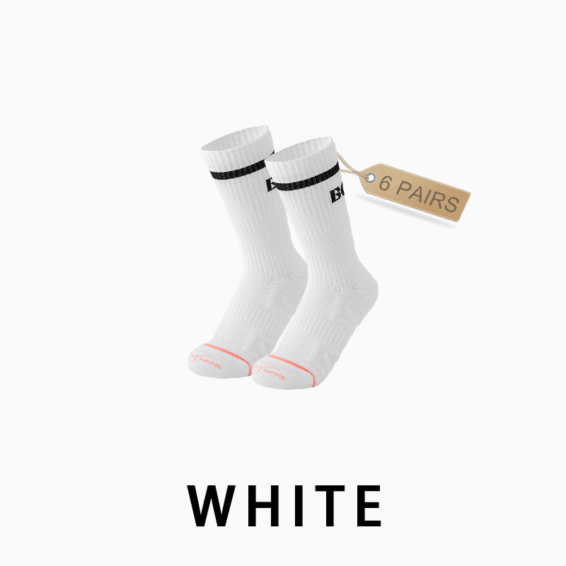 Women Breathable Mid-calf Running Socks(6 pairs）