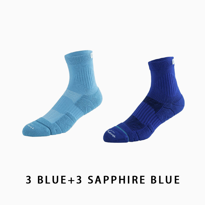 Men's Mid-calf Towelling Sole Running Socks(6 pairs）