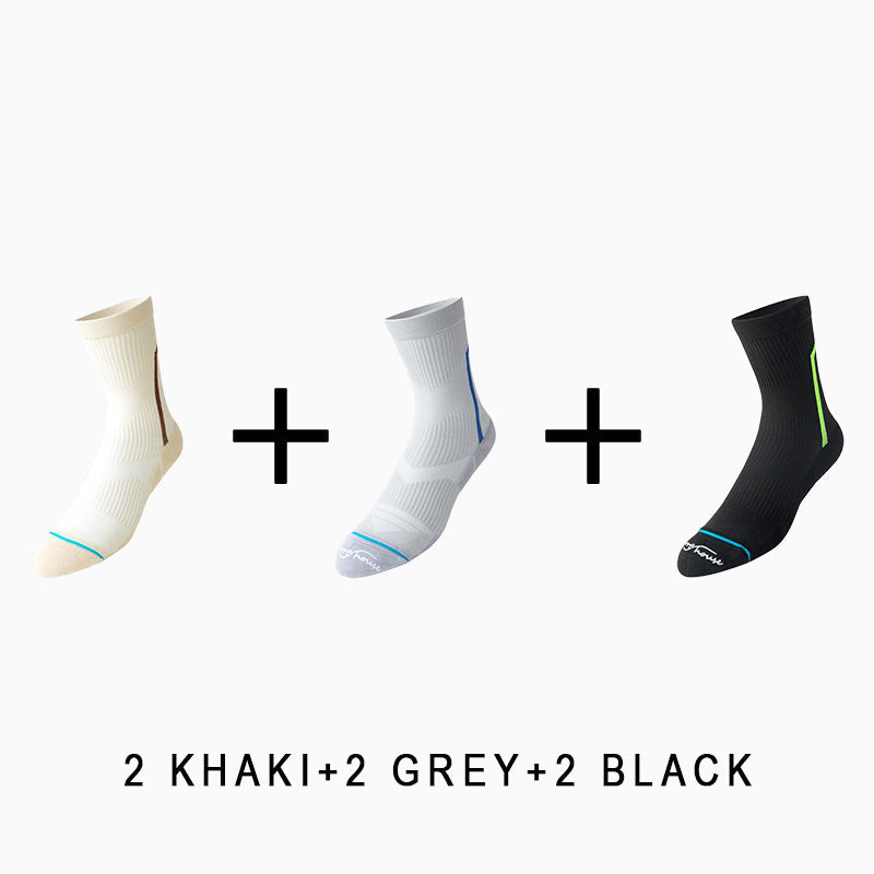 Men's Breathable  Mid-calf Cycling Socks （6 pairs）