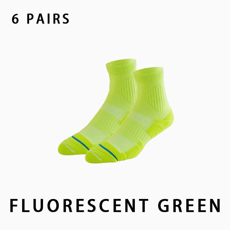 Men's Mid-calf Towelling Sole Running Socks(6 pairs）