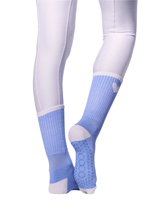 COCO Heart Grip Socks | Blue & White
