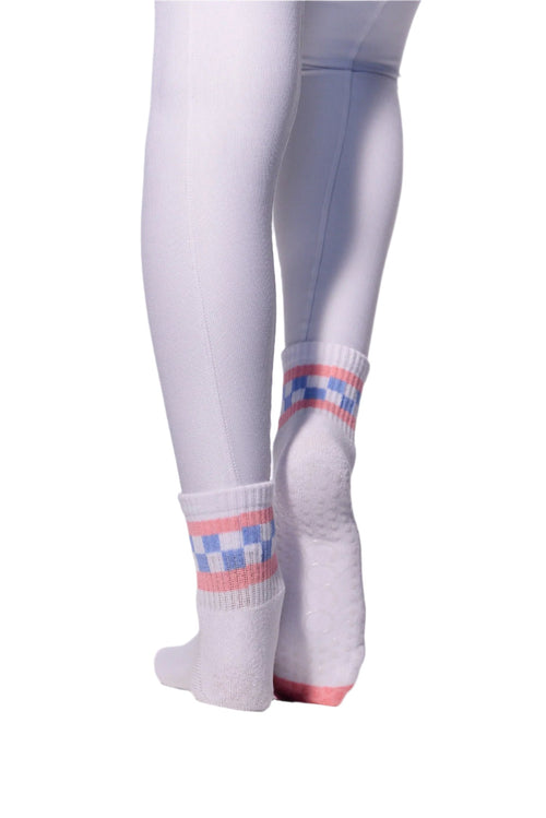 COCO Checkered Grip Socks | Blue & Pink