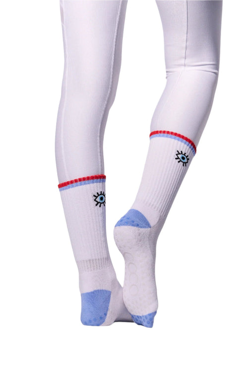 COCO Evil Eye Grip Socks | Blue & Red