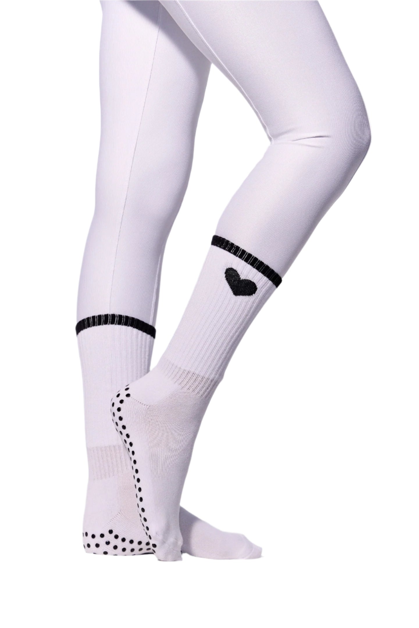 COCO Heart Grip Socks | White & Black