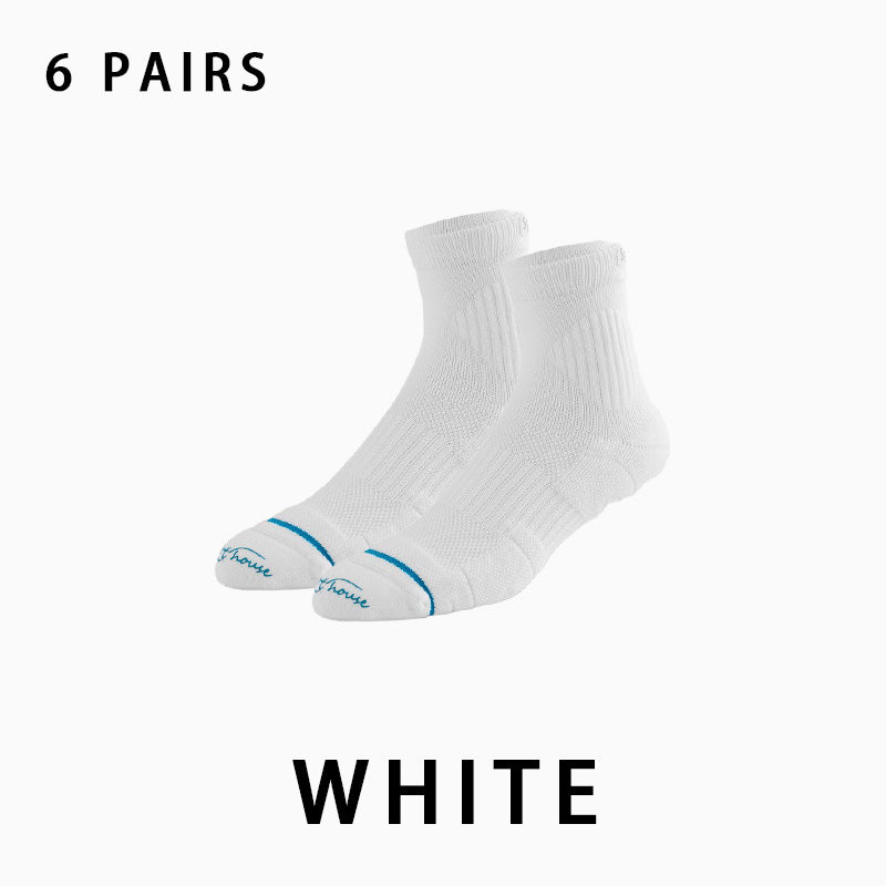 Men's Mid-calf Towelling Sole Running Socks(6 pairs）