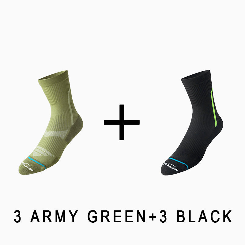 Men's Breathable  Mid-calf Cycling Socks （6 pairs）