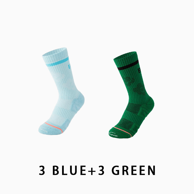 Women Breathable Mid-calf Running Socks(6 pairs）