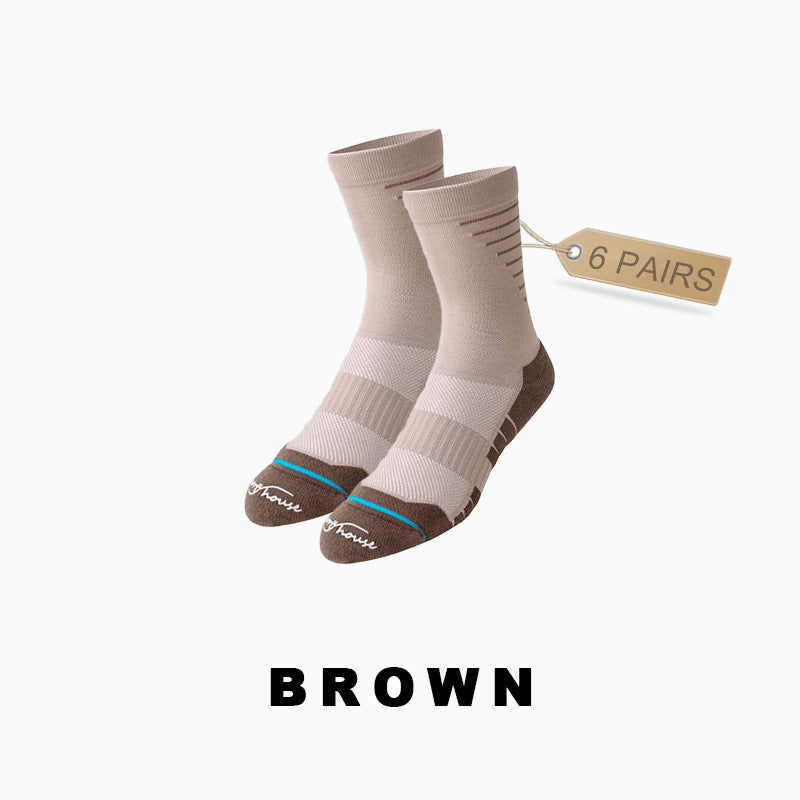 Breathable Men's Mid-calf Cycling Socks(6 pairs）