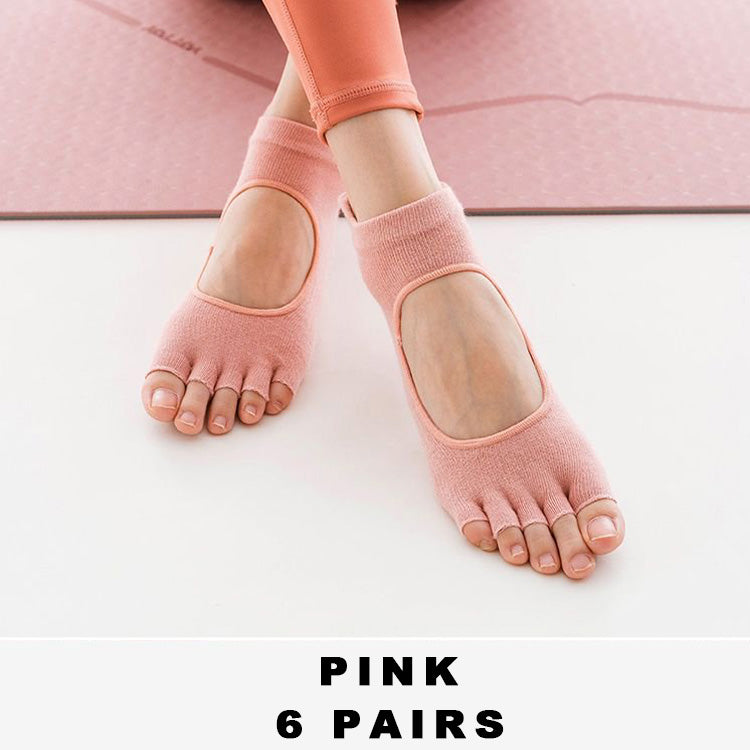 Women's Non Slip Yoga Pilates Socks （6 pairs）