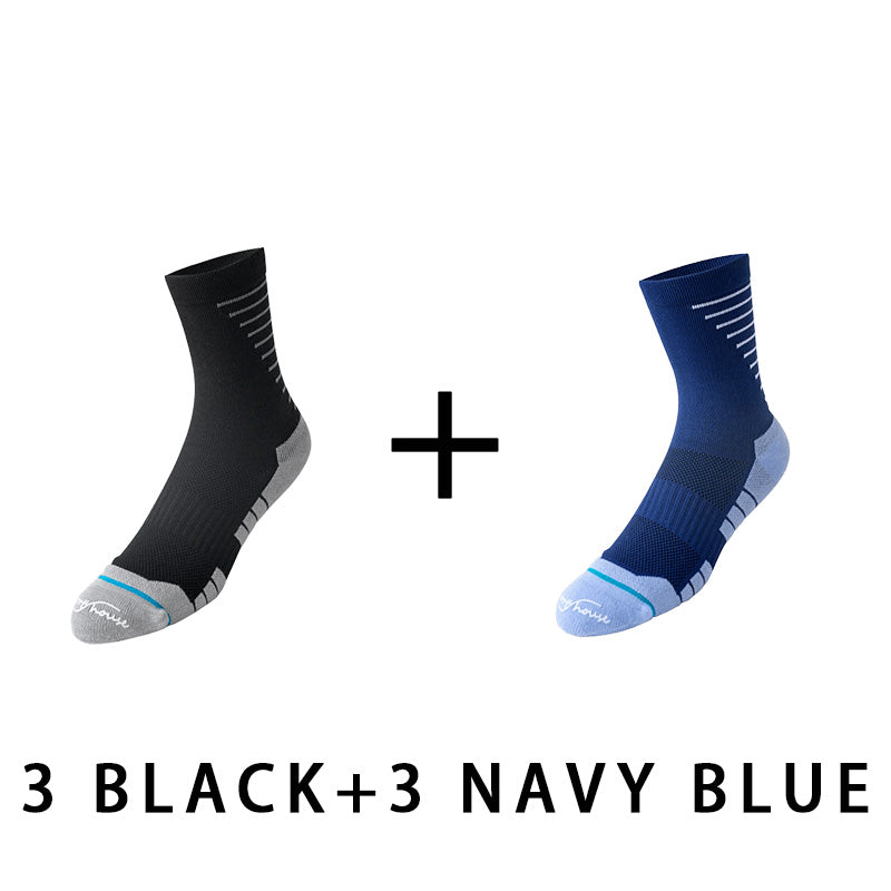 Breathable Men's Mid-calf Cycling Socks(6 pairs）