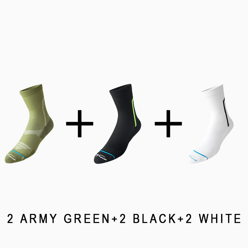 Men's Breathable  Mid-calf Cycling Socks （6 pairs）