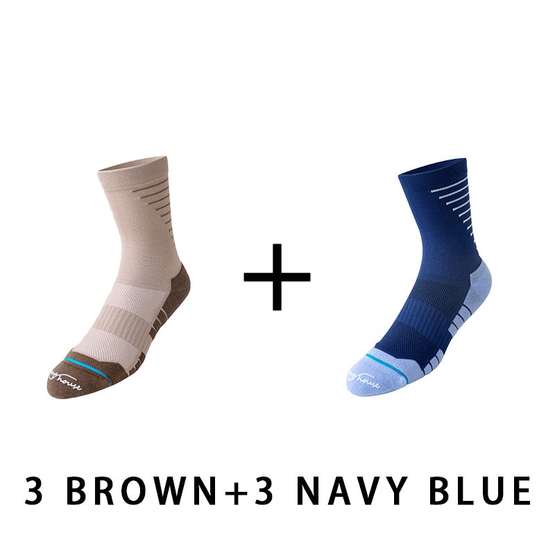 Breathable Men's Mid-calf Cycling Socks(6 pairs）