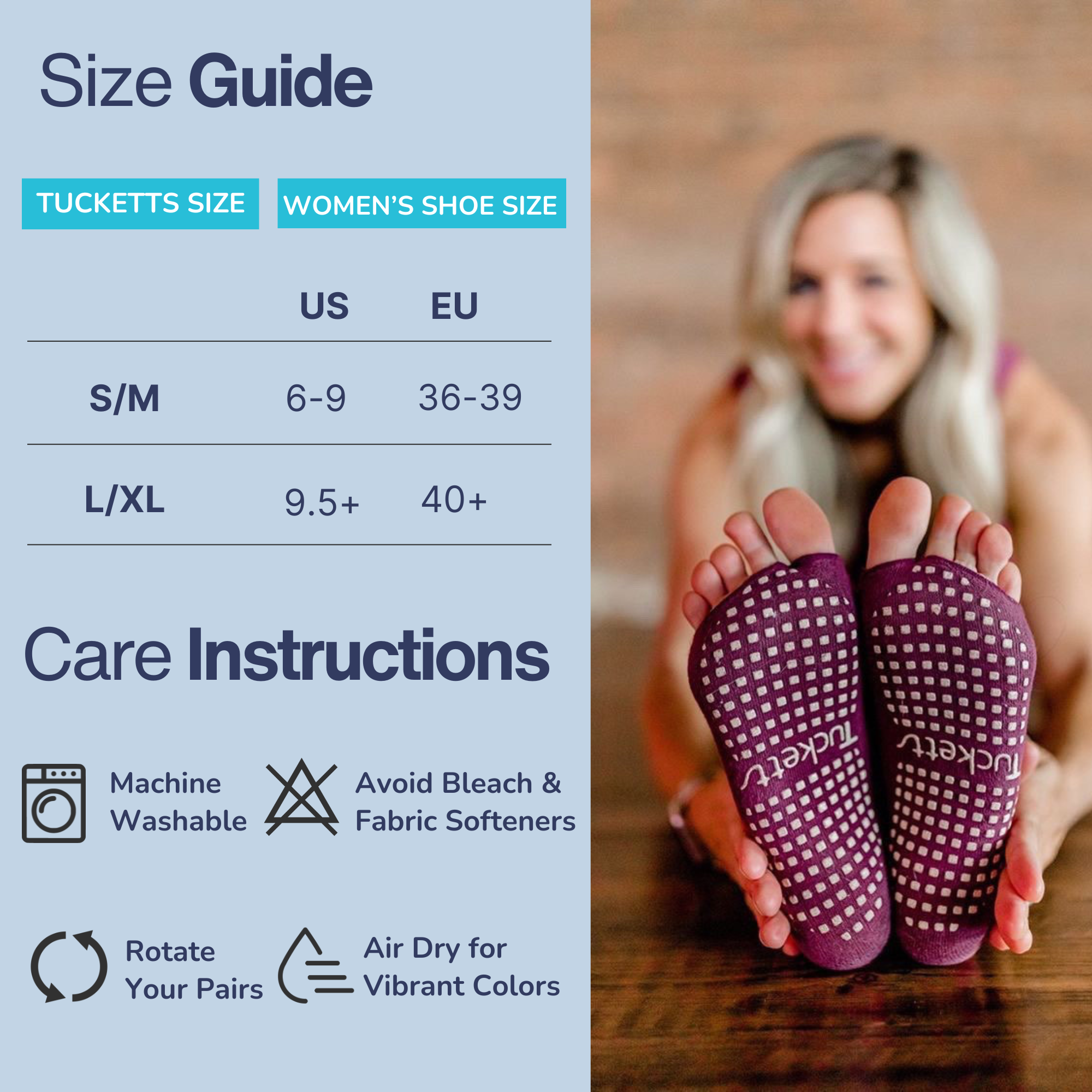 Tucketts Anklet Sunkissed Pilates Socks - Non-Slip Grip, Open Toe, Barre & Yoga - Women's