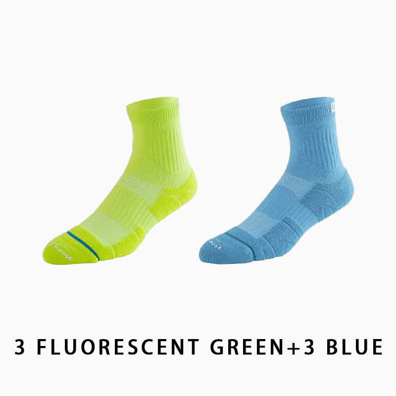 Men's Mid-calf Towelling Sole Running Socks(6 pairs）