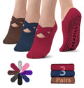 Women's YOGA Socks - Red Blue Brown