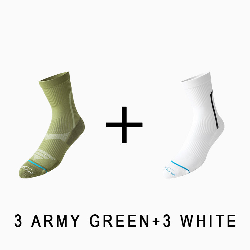 Men's Breathable  Mid-calf Cycling Socks （6 pairs）