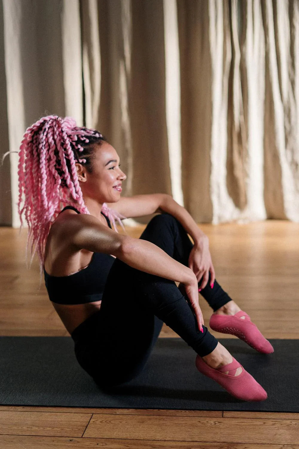 Women's YOGA Socks - White Red Pink