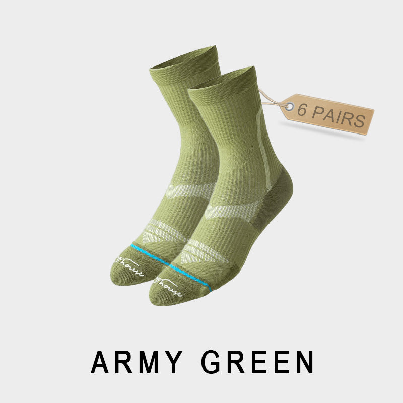 Men's Breathable  Mid-calf Cycling Socks （6 pairs）