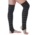 Charcoal Striped Stirrup Over the Knee Socks