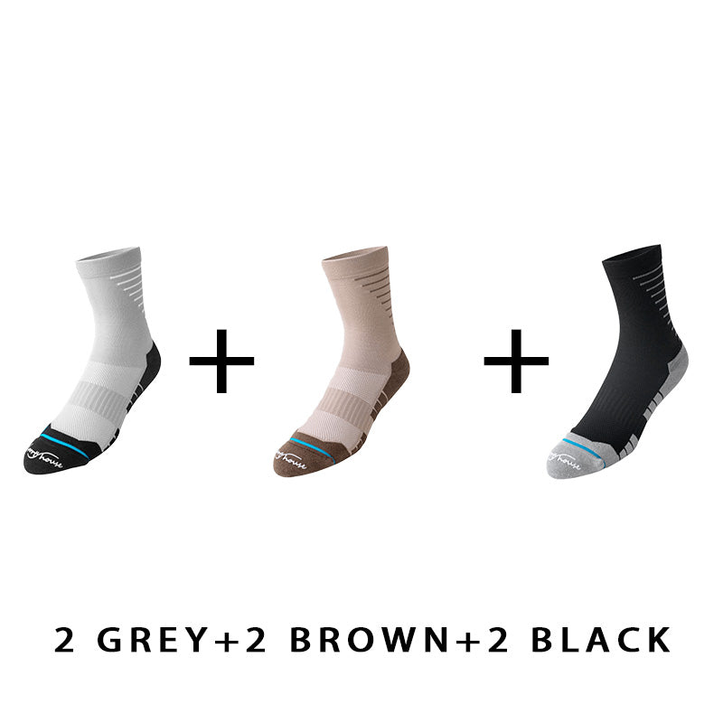 Breathable Men's Mid-calf Cycling Socks(6 pairs）