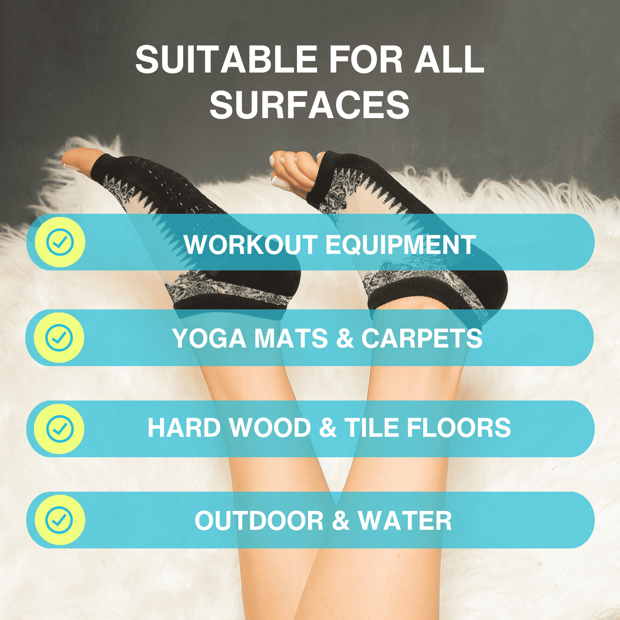 Tucketts Flow Pilates Socks – Non-Slip Grip Open Toe Socks for Barre & Yoga (Women’s)