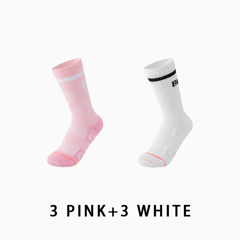 Women Breathable Mid-calf Running Socks(6 pairs）