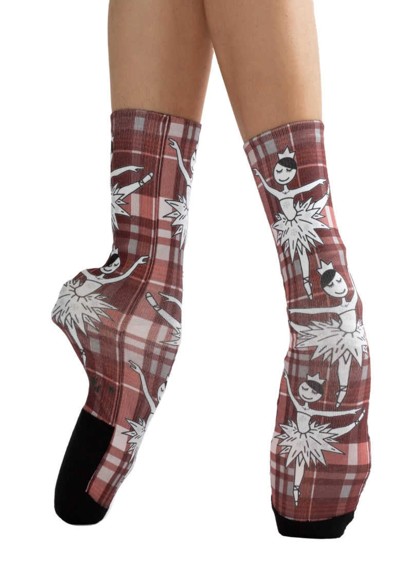 Waltz of the Snowflakes Crew Socks (Red Plaid)