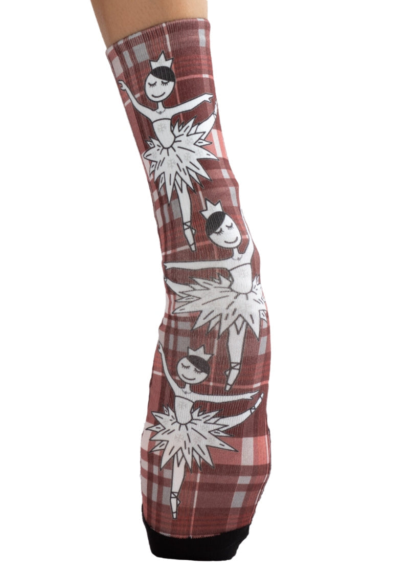 Waltz of the Snowflakes Crew Socks (Red Plaid)