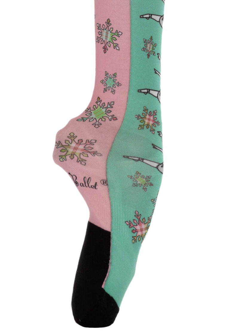 Leaping Snow Queen Knee-High Socks (Pink/Seafoam)