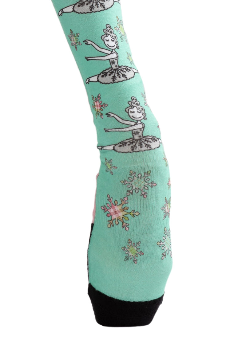 Leaping Snow Queen Knee-High Socks (Pink/Seafoam)