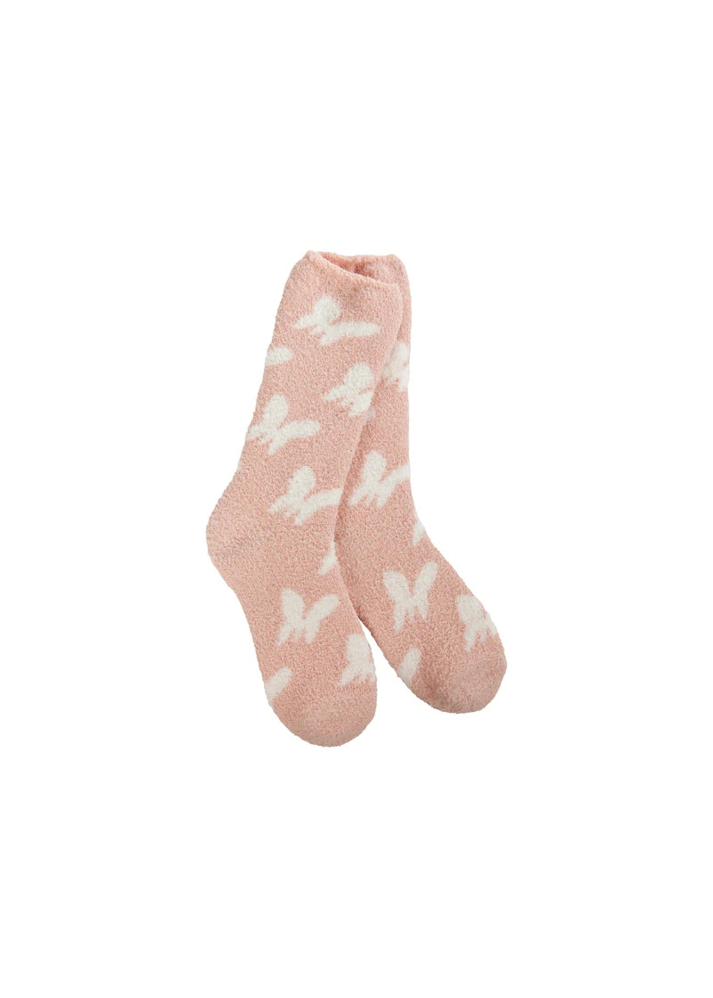 Cozy Butterfly Crew Socks (Rose)