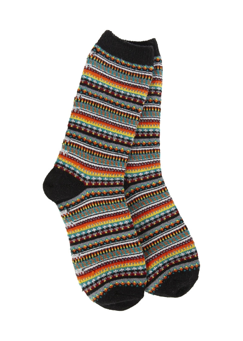 Weekend Boho Crew Socks (Black Stripe)