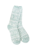 Cozy Winter Crew Socks (Fair Isle Green)
