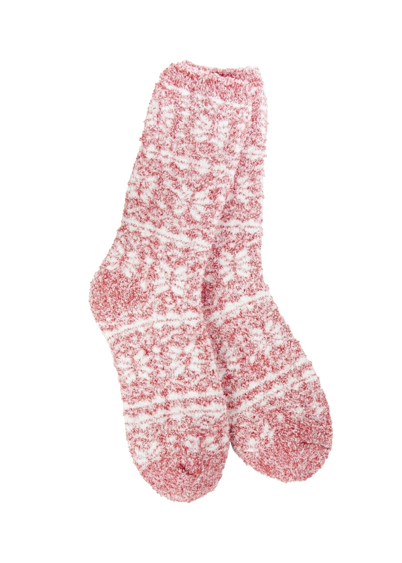 Cozy Winter Crew Socks (Fair Isle Red)