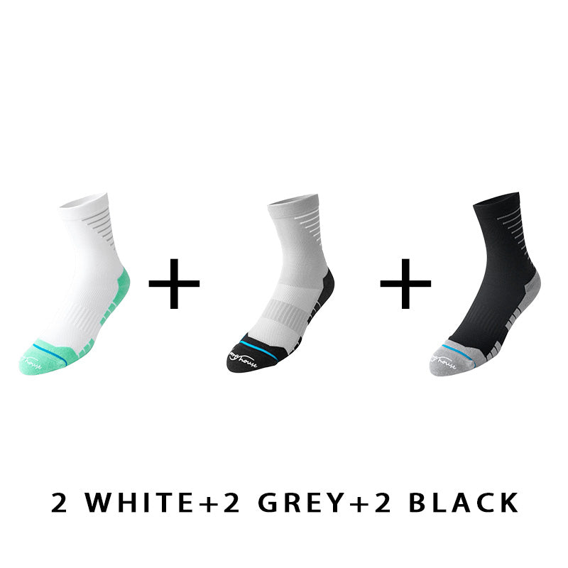 Breathable Men's Mid-calf Cycling Socks(6 pairs）
