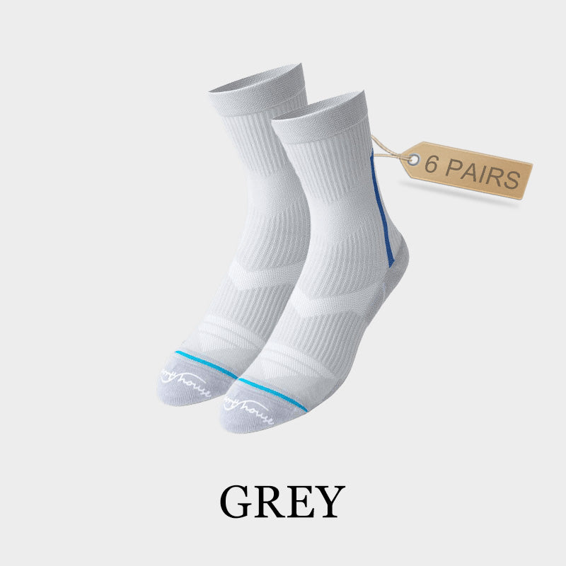 Men's Breathable  Mid-calf Cycling Socks （6 pairs）