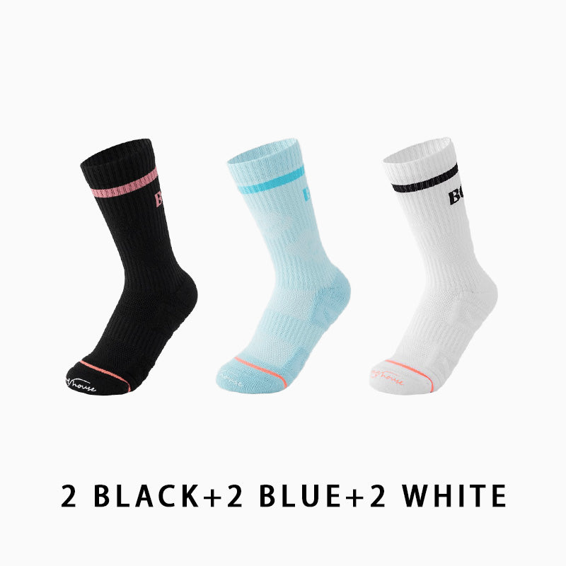Women Breathable Mid-calf Running Socks(6 pairs）