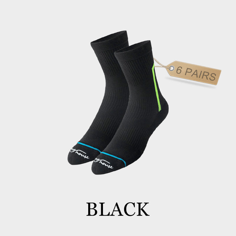 Men's Breathable  Mid-calf Cycling Socks （6 pairs）