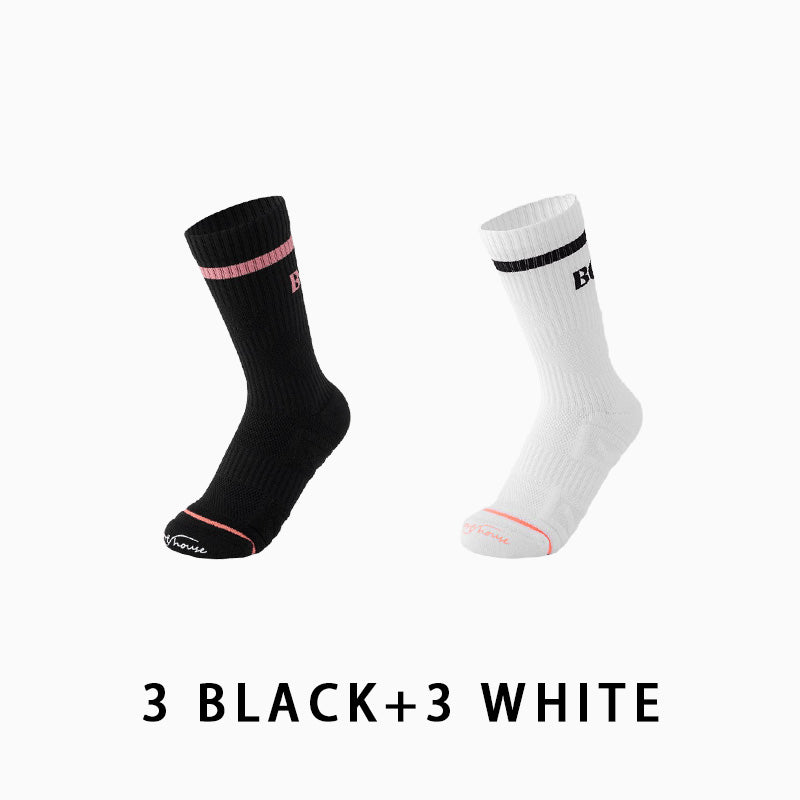 Women Breathable Mid-calf Running Socks(6 pairs）