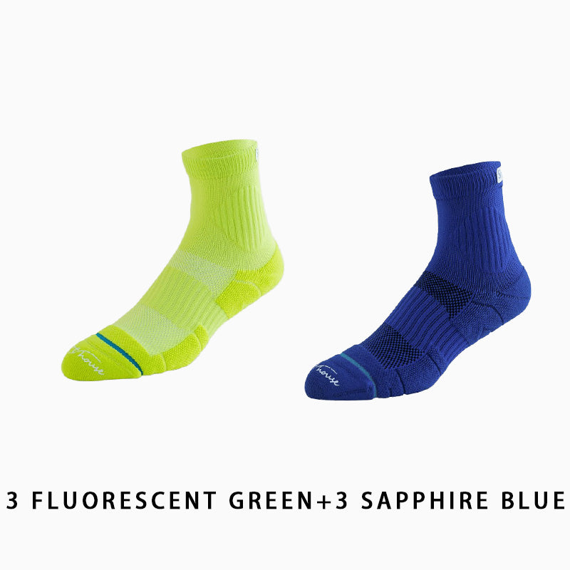 Men's Mid-calf Towelling Sole Running Socks(6 pairs）